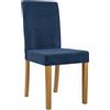 CLP Sedia da Pranzo Imbottita con Schienale INA, Sedia da Cucina con Rivestimento in Corda, Robusta Struttura in Legno, Colore:Blu, Colore del Telaio:Antico Chiaro