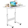 Ysgwsg Scrivania Computer, Scrivania Regolabile in Altezza 69-90cm, Tavolino Con Ruote, Scrivanie Salvaspazio Moderne Portatile Per Tavolini da Divano, Tavolo da Ufficio Domestico. (Bianco-c,60x40)