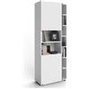 Mobili Fiver, Libreria Componibile Romina (76,8 x 200 cm), Bianco Frassino, Libreria da Muro o Divisoria per Camera, Soggiorno, Ufficio, Made in Italy