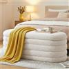 Ckaff Panca Contenitore Camera da Letto, Panca Fondo Letto, Cassapanca con Contenitore Imbottita, Pouf Organizzatore Ottomano in Sherpa per Camera da Letto Soggiorno Ingresso, Bianco