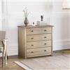 Vida Designs Home Discount Panama cassettiera con 4 cassetti in Legno di Pino Invecchiato e Cerato