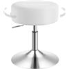 WOLTU Sgabello da Trucco Rotondo Girevole Regolabile in Altezza, Sgabello Imbottito per Toeletta, Sedia da Cucina in Pelle Sintetica, Altezza Seduta 54-69 cm, Bianco