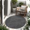 Paco Home Tappeto Per Esterno Balcone Terrazza Tappeto Cucina Monocolore Mélange, Dimensione:80 cm tondo, Colore:Antracite