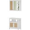 Vicco Set di mobili da bagno Rosario, Bianco, 60 cm, composto da specchio da bagno e mobile sottolavabo