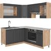 Vicco Cucina angolare completa Fame-Line, Antracite Country House/oro Kraft Oak, 190 x 46 cm senza piano di lavoro, combinabile con altri moduli per una progettazione flessibile della cucina