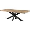 MASSIVMOEBEL24.DE FREEFORM 5 Tavolo da pranzo in legno di mango - verniciato beige/gambe incrociate antracite matt 200x100
