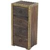Mendler Cassettiera Shabby Vintage Elegante Decorativa Duran Legno di MDF paulonia 4 cassetti - Marrone