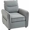 HOMCOM Poltrona in velluto egiziano 80 cm, seduta e schienale imbottiti, tasca laterale, stile contemporaneo, divano per camera da letto, appartamento, piccolo spazio, grigio
