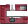 Vicco Cucina componibile Fame-Line, Bordeaux lucido/antracite, 300 cm, PL Antracite, per l'espansione personalizzata con moduli compatibili