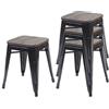 Mendler Set 4X sgabelli poggiapiedi bistrot Design Industriale HWC-A73 Legno Metallo Verniciato - Nero