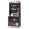 KOMFOTTEU Credenza da Cucina a 5/6 Livelli, Armadietto Dispensa con 4 Ruote Universali, 4 Ganci e 10 Tasselli, Ripiano in Ferro, Mobile Buffet per Soggiorno, Sala da Pranzo (Nero, 80 x 40 x 178 cm)