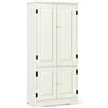 COSTWAY Mobile Multiuso, Armadio da Soggiorno, Credenza da Cucina in Legno, con 4 Ripiani, 59 x 32 x 123cm, Bianco e Nero (Bianco)