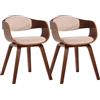 CLP Set 2 sedie ergonomiche Kingston, poltrone con schienale avvolgente, struttura in legno, max 150 kg, Colore:noce/crema, Colore del telaio:noce