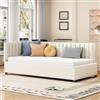 Dolamaní Divano letto piccolo 90 x 200 cm per cameretta dei bambini, ospiti adulti, letto con rete a doghe, letto per ragazzi (beige, divano letto singolo)