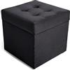 MG Design Pouf contenitore imbottito 45 × 45 cm Grigio scuro - capacità ca. 50 L, fino a 300 kg, superficie morbida con leggero riflesso, struttura in legno massiccio, già montato e facile da pulire