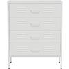 Lendo Online Cassettiera in Metallo con 4 Cassetti - Mobile Industriale in Acciaio - Mobile Contenitore per Camera da Letto e Soggiorno - 80x40x100 cm (Bianco)