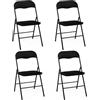 IDMarket - Set di 4 sedie pieghevoli in PU nero KITY