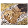 1art1 Egon Schiele Stampa d'Arte e Cornice (Plastica) - L'Abbraccio, Gli Amanti II, 1917 (50 x 40cm)
