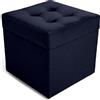 MG Design Pouf contenitore imbottito 45 × 45 cm Blu marino - capacità ca. 50 L, fino a 300 kg, superficie morbida con leggero riflesso, struttura in legno massiccio, già montato e facile da pulire