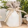 Doni Bomboniere Prima 12PZ Particolare Sacchettino Porta Confetti con Confettata Cuoricini Amore Sacchetto Originale Comunione Santa Cresima Matrimonio Anniversario Base Tonda in Cotone E Juta Bianco