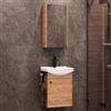 Planetmöbel Set di mobili da bagno lavabo con mobiletto 45 x 60 x 33 cm con armadio a specchio 40 cm per WC ospiti, rovere oro