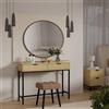Vicco Tavolo da toilette Lennox, Rovere 100 x 75 cm senza specchio | senza specchio · 2 Cassetti · Da terra · Struttura in metallo stabile · Frontali scanalati