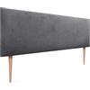 DHOME Testiera imbottita in ecopelle o tessuto Aqualine liscio e con gambe, in tessuto grigio cenere, 135 cm con gambe, letto 120/135/140 cm)