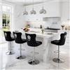 Relbiety Set di 4 Sgabelli da bar Velluto Altezza Regolabile,Nero | Sgabelli Cucina Moderni con schienale testa di leone, Girevole 360°, Base Metallo cromato