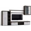 Arreditaly Parete Attrezzata Da Soggiorno Salotto Moderna Con Ante Mensole Vani A Giorno Vetrinetta Mobile TV Design Moderno Moduli Sospesi 293 x 193 x 50 Cm (Ossido e Grigio Cemento)