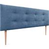 DHOME Testiera in Similpelle o Tessuto AQUALINE Pro con 2 file di bottoni e gambe Testiera imbottita Letto di Lusso (Tessuto Blu, 135x105cm (Letti 120/135/140))