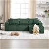 Soweiz Divano modulare con chaise longue e 2 posti, morbido rivestimento in velluto a coste, con 5 cuscini, tasche laterali portabevande, schiuma ad alta densità, combinazione fai da te, per soggiorno