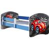 ACMA Letto per Bambino Cameretta per Bambino con Materasso Rete a doghe II BLU (05 Macchinetta rossa, 180x80)
