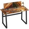HOMCOM Scrivania per Computer, 120x60x76 cm Scrivania Ufficio Lunga con Angoli Arrotondati e Struttura in Acciaio, Tavolo PC Industriale, per Casa, Studio, Camera da Letto, Ufficio, Marrone Rustico