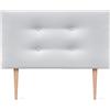 DHOME Testiera in Similpelle o Tessuto AQUALINE Pro con 2 file di Bottoni e Gambe Testiera Imbottita per Letto di Lusso (90x105cm con gambe (Letti 70/80/90), Similpelle Bianco)