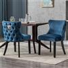 Ya-Home 2 PZ Sedie Sala da Pranzo in Velluto con Dettagli a Borchie, Blu | Sedie Cucina Eleganti con Gambe in Legno, Sedie Imbottite con Schiuma ad Alta Densità per Cucina/Soggiorno