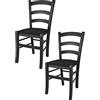 t m c s Tommychairs - Set 2 sedie modello Venezia per cucina bar e sala da pranzo, robusta struttura in legno di faggio color anilina nera e seduta imbottita e rivestita in tessuto nero