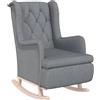 vidaXL Poltrona Gambe a Dondolo Legno di Hevea Grigio Chiaro Tessuto