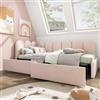 TIZZ 90x190 cm, Letto imbottito singolo con cassetti, letto con contenitore, in velluto, letto da giorno, letto matrimoniale, divano letto con rete a doghe, letto per ragazzi e adulti, rosa (senza
