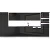 B BELINI GROUP Belini - Blocco cucina Naomi - Mobili da cucina da incasso, 360 cm, senza elettrodomestici con pensili e armadi, con controsoffitti, nero lucido