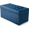 MG Design Pouf contenitore imbottito 45 × 90 cm Blu - capacità ca. 100 L, fino a 300 kg, seduta morbida, struttura solida, già montato e facile da pulire