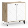 Vicco Credenza Nizza, Rovere artigianale, 80.2 x 82.6 cm con 2 porte, da utilizzare come superficie d'appoggio accanto al letto