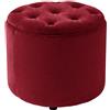 CLP Pouf Contenitore Pantin In Velluto Design Chesterfield I Poggiapiedi Divano Contenitore Con Coperchio I Sgabello Puff Con Piedini, Colore:rosso