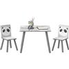 ZONEKIZ Set 3 Pezzi con Tavolino e 2 Sedie per Bambini da 3-8 Anni Grigio