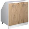 Vicco Mobile cucina sottotetto R-Line, Rovere artigianale, 80 cm con 2 porte, carcassa 60 cm profondità, per la libera combinazione all'interno di sistemi cucina modulari