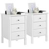 Yaheetech Set 2 Comodini Camera da Letto con 3 Cassetti Cassettiera Cameretta Comodino da Notte Moderno Tavolino Laterale Organizzatore da Divano Salotto Soggiorno Elegante 40 x 40 x 60 cm Bianco