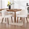 DAYALANE Set di 2 Sedie da Pranzo in Velluto Sedie da Cucina con Gambe in Legno Sedia da Salotto Scandinava Poltroncina da Cucina per Camera da Letto/Cucina/Soggiorno, Bianco