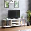 [en.casa] Mobile Porta TV (AxLxP) 43 x 120 x 29 cm Consolle Basso con Scomparti Aperti - Gambe di Faggio - Bianco