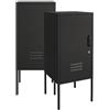 [en.casa] Set di 2 Armadietti in Acciaio Comodini con Anta e Serratura a Chiave Tavolini da Divano 82 x 35 x 35 cm - Nero