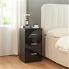 [en.casa] Comodino Singolare Tavolino Laterale con 3 Cassetti Cassettiera Camera da Letto Studio 66 x 37 x 34,5 cm Nero Lucido