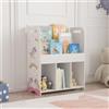 [en.casa] Scaffale per Cameretta Bambini Mini Libreria con Scomparti e Contenitori a Scaletta Mobile Bianco a Misura di Bimbi 75x62x29 cm Disegno Laterale Unicorno
